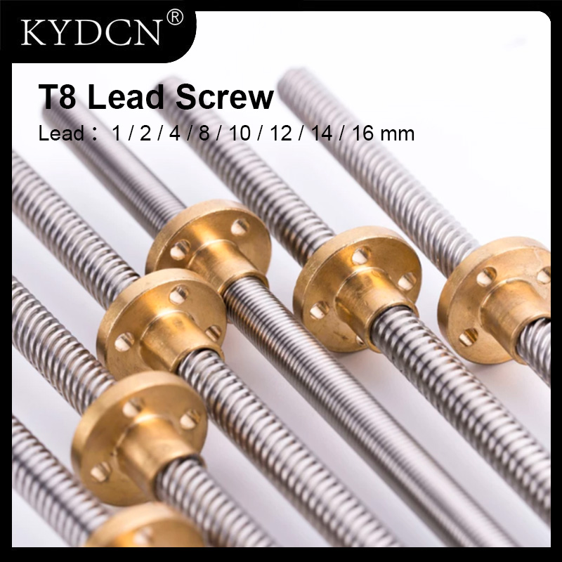Lead Screw 8Mm - T8 リードスクリュー ステンレス鋼台形ネジ 1000mm 真鍮フランジナット付き リード