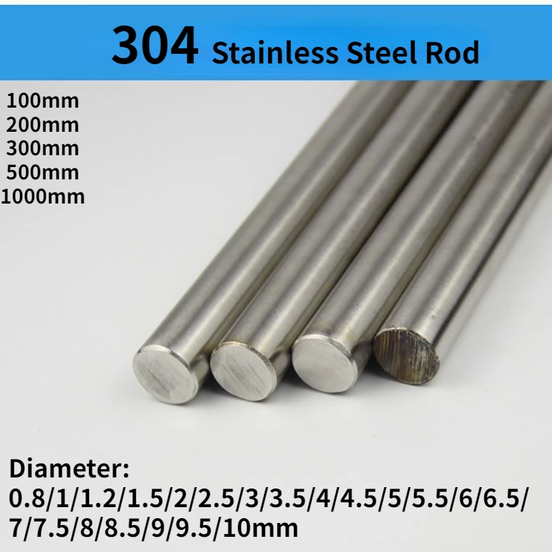 Linear Rod 8Mm - 304ステンレス鋼棒 直径0.8/1/1.2/1.5/2/2.5/3/3.5/4/4.5/5/5.5/6/6.5/7/7.5/8/8.5/9/9.5/10mm 丸棒 100/200/300/500mm
