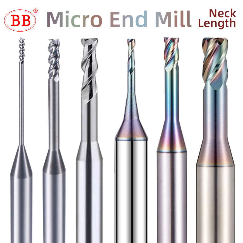 End Mill Set - 長距離マイクロエンドミル,0.1〜3mm,アルミニウム合金,銅電極用,非金属CNC