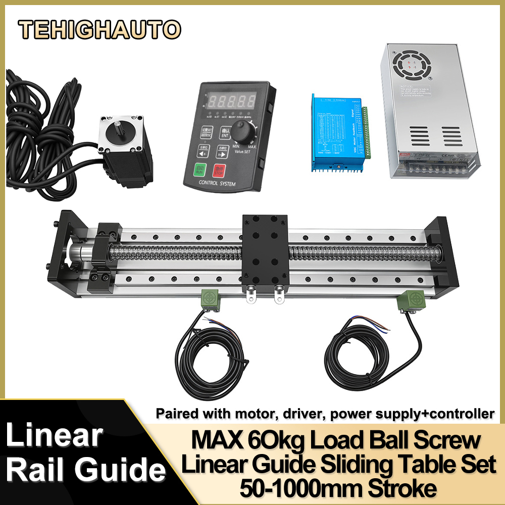 Ball Screw - CNCボールねじスライドテーブルリニアレールキット（Nema23モーター、DM556ドライバー、電源、コントローラー付き）XYZ軸モーションモジュール