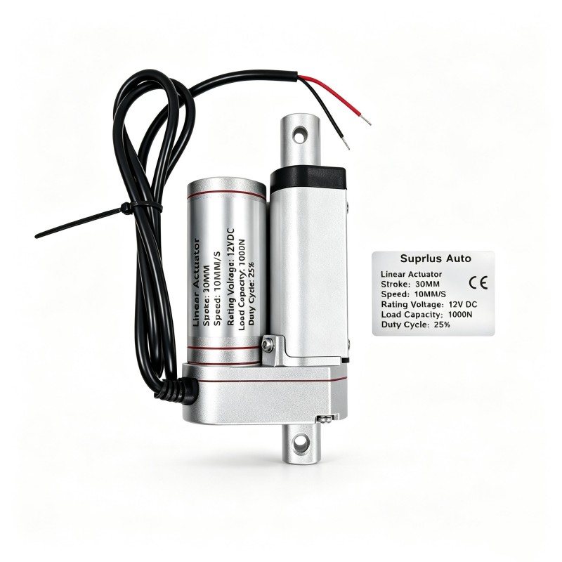 Limit Switch - 12/24V DCリニアアクチュエーター、ストローク30mm、推力1000N（100kg）、速度10mm/秒、内蔵型、調整不可のリミットスイッチ付き、電動リニアモーター。