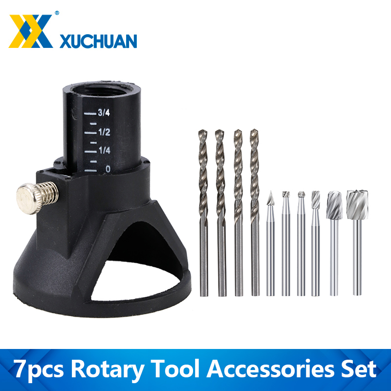 End Mill Set - 11 個ロータリールーターフライスカッターガイドアタッチメントツイストドリルビット木彫りキット専用ロケーター木工ツールドレメル用