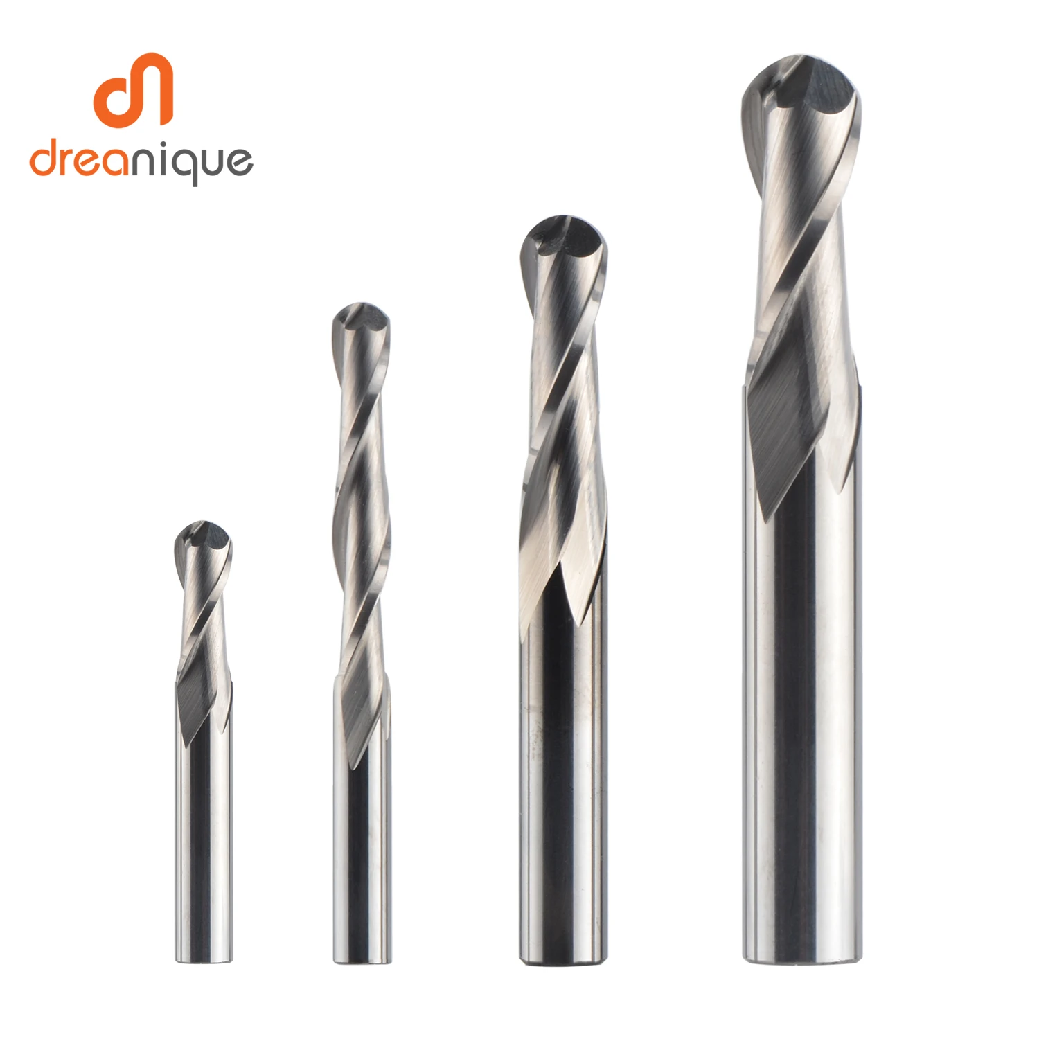 End Mill Set - ドレアニク 1個入り カーバイド製 ボールノーズエンドミル 2枚刃 R0.5-R4.0