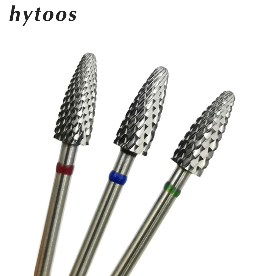 Carbide End Mill - HYTOOS 5 ミリメートルフレームビット 3/32 超硬ネイルドリルビットマニキュアバリ除去ジェル電動フライスカッターアクセサリー