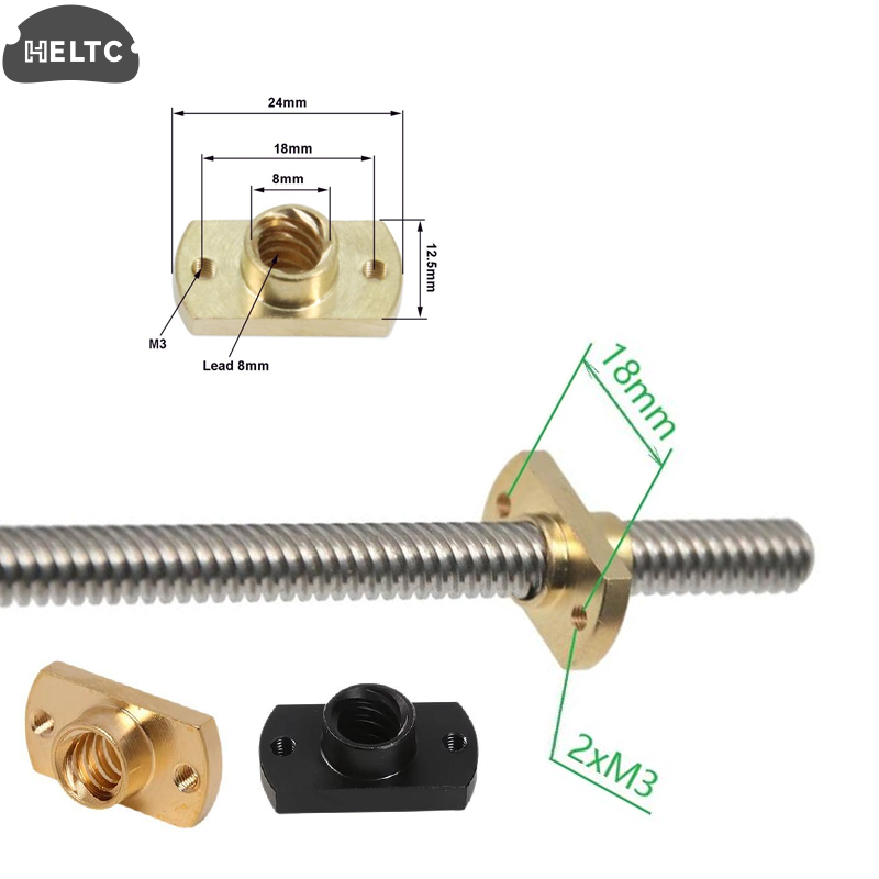 1個入り T8リードスクリューナット ピッチ2mm リード8 - Lead Screw 8Mm のレビューと価格