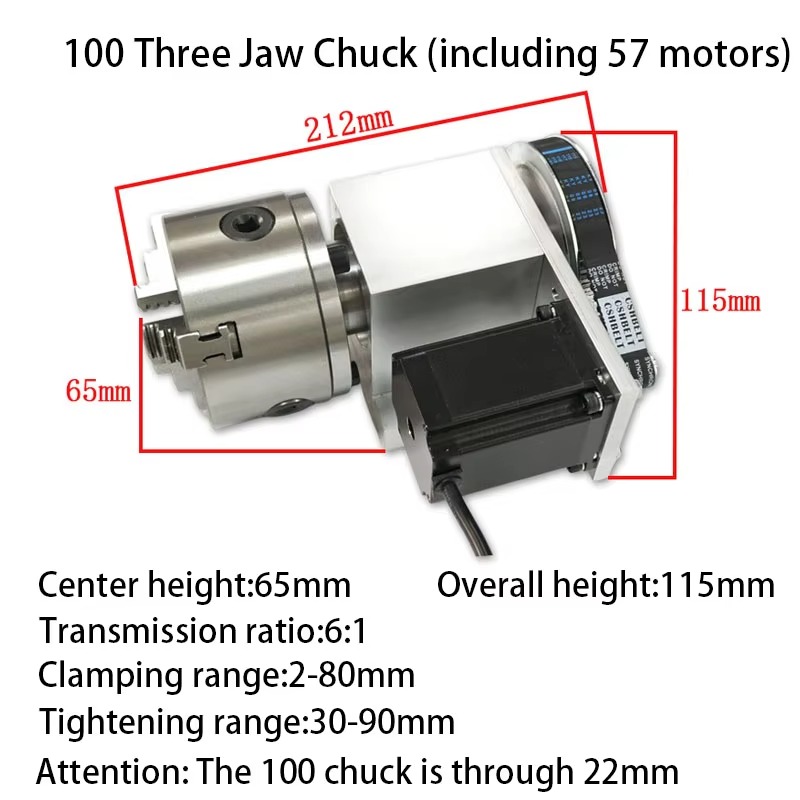 高精度チャック、4爪チャック、4軸CNC回転テーブル、分割ヘ - Nema23 Stepper のレビューと価格